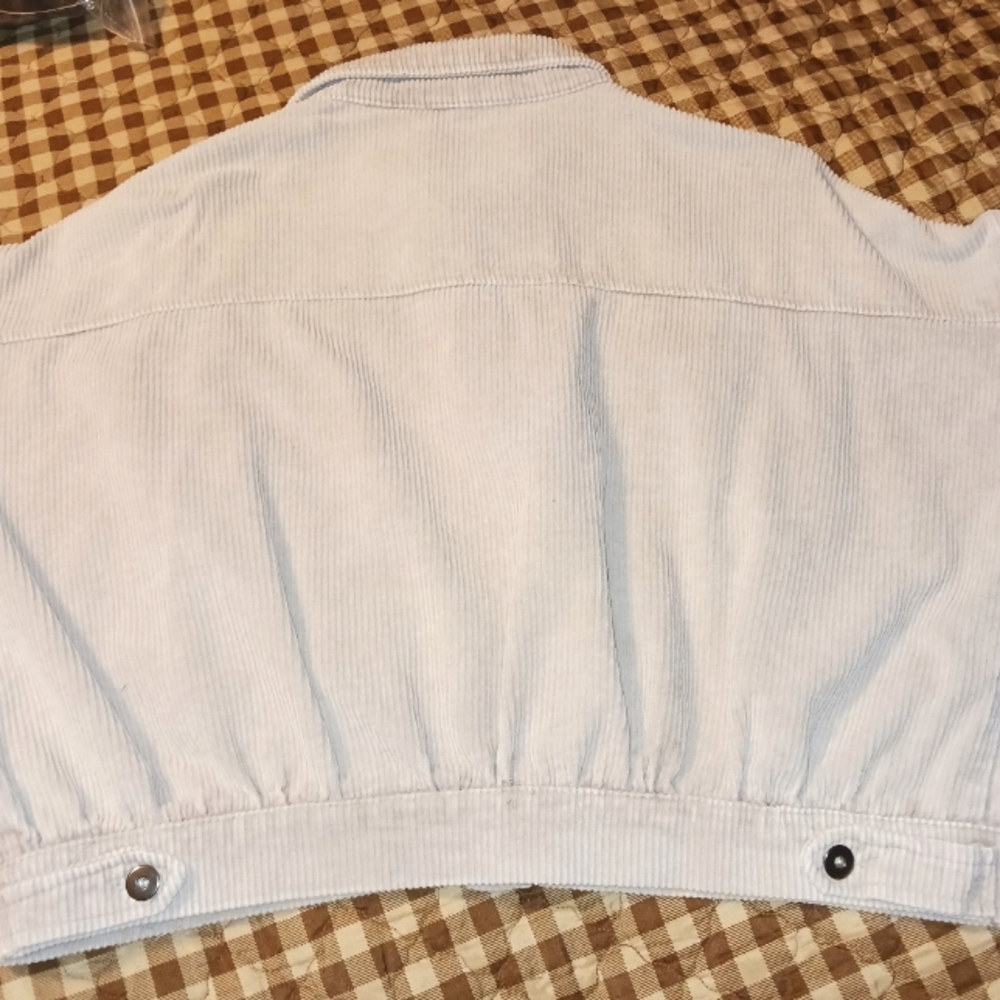 She and Sky Beige Crop Corduroy Balloon Sleeve Jacket - Picture 8 of 12